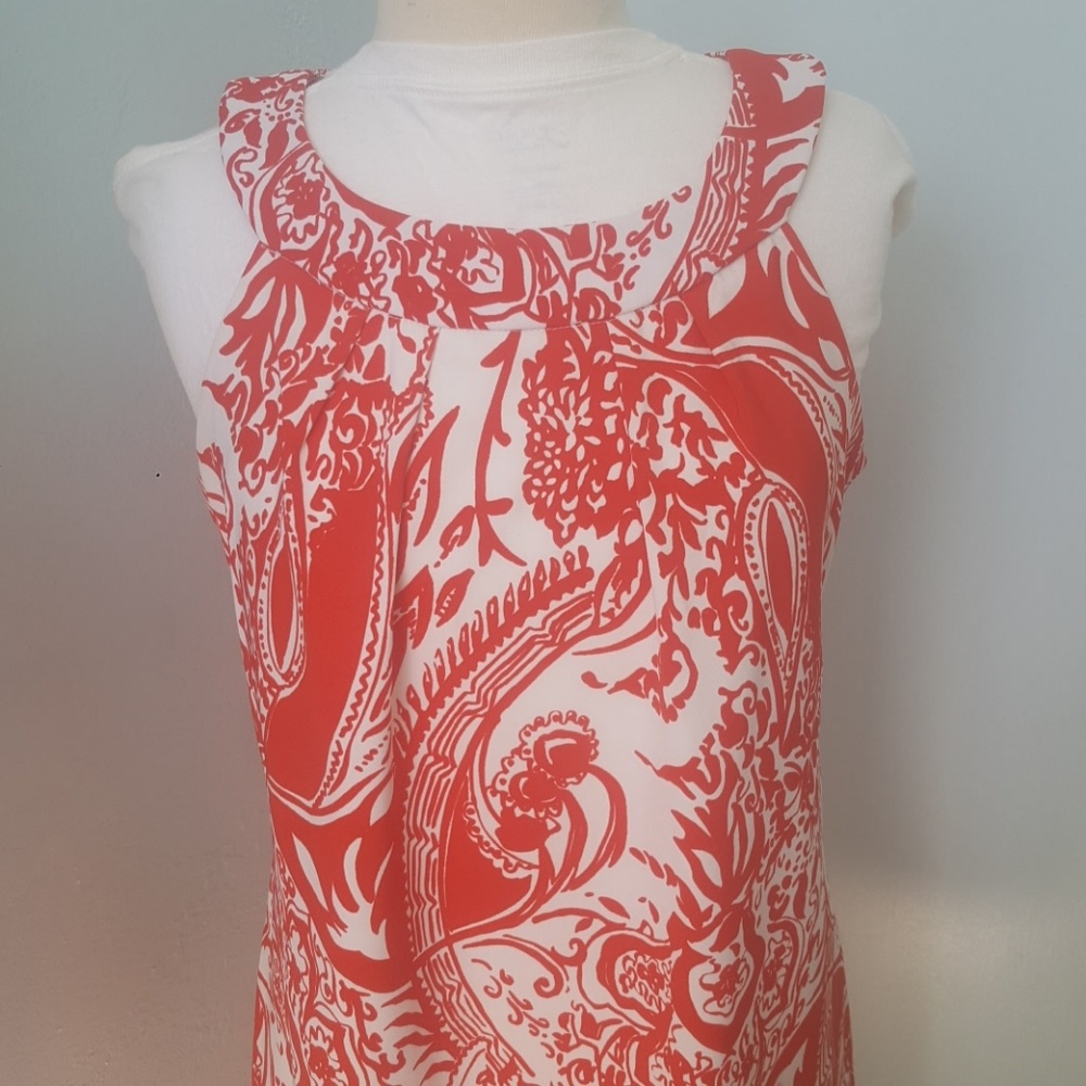 Perceptions New York Shift Dress Orange and White